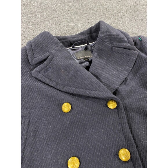 Banana Republic Jacket Womens Large Black Wool Blend Pea Coat Double Breasted - Picture 10 of 12